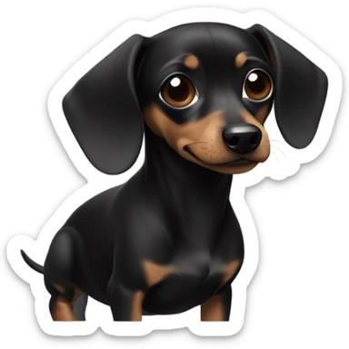 Little all black chiweenie and one ear up and one ear down  sticker