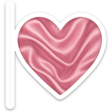 heart with a pink satin fabric texture, clean digital illustration, no background sticker