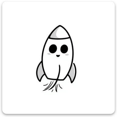 A hand-drawn rocket with large cute anime-style eyes sticker