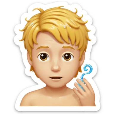 A boy giving herself a swirley sticker