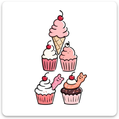 A4 vertical format, high resolution, daydreamy Japanese hand-drawn portrait background, pink candy color palette, with cute sweets and soft gradients, no text, perfect for avatars or printing sticker