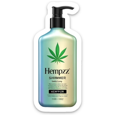 Iridescent shimmer body lotion for women, "HEMPZ" brand, isolated, ultra realistic  sticker