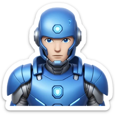 mechanical armored man portrait, head and shoulders only, futuristic metal armor, glowing energy lines, robotic shoulder plates, intense expression, sci-fi warrior vibe, 3D cartoon style, mobile game icon style, clean background, no text, no watermark
  sticker