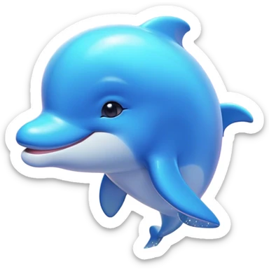 Cinematic Huggable Dolphin Portrait Emoji, Embracing a cuddly, rounded form with a soft, inviting silhouette and a gentle, warm smile, featuring smooth, glossy skin and large, endearing eyes that sparkle with affection, Simplified yet irresistibly adorable features, highly detailed, glowing with a tender, pastel aquatic glow, high shine, comforting and delightful, stylized with an air of plush marine lovability, soft glowing outline, capturing the essence of a super cute dolphin that seems as if it could be hugged into your heart! sticker