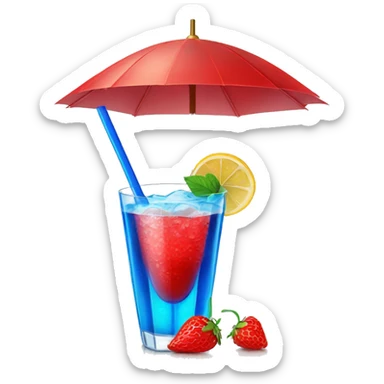 Blue Cocktail drink with a red mini-parasol sticker