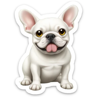 white french bulldog with money sticker