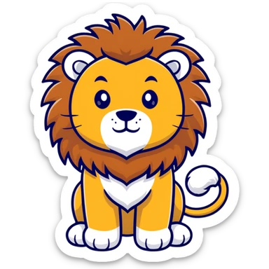 cute cartoon lion with fluffy mane sticker