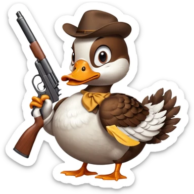 angry duck with a gun in his hand  sticker