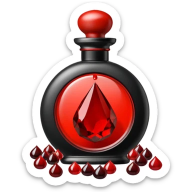 Blood perfume with Blood drops, Bloodstones, onyx stones, sanguine aesthetic, gorecore sticker