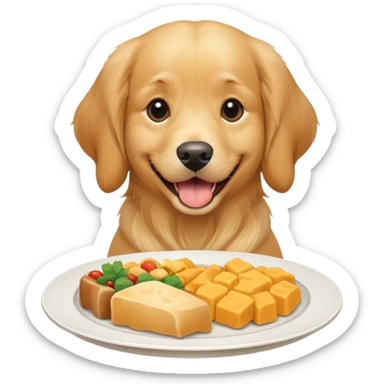 dog with a plate of food sticker