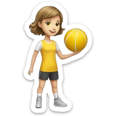a white young girl with a ball in full growth sticker