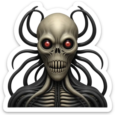organic black wires merging into a monstrous creature, Giger-esque, Silent Hill-inspired sticker