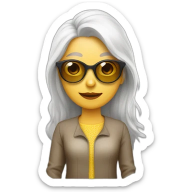 Mujer de 50 años con cola de caballo lentes blanca de pelo amarillo con canas sticker