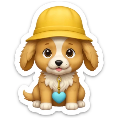 puppy yellow dog with hat yellow sticker