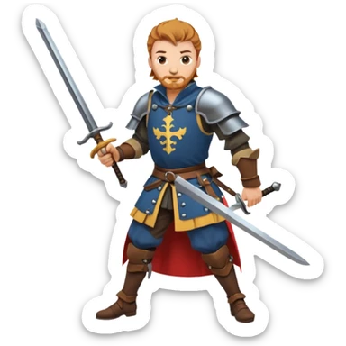 landsknecht swinging a large two handed sword sticker
