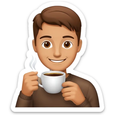 Малина персонаж весёлый пьет кофе sticker