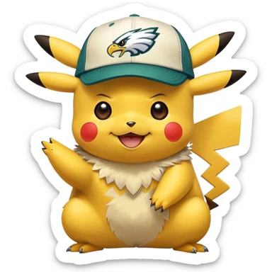 Pickachu with a eagles hat sticker