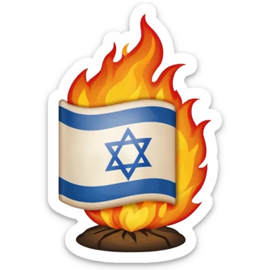 la bandera de israel con fuego quemandose sticker