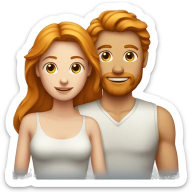 A couple containing a ginger man and a dark long haired girl sticker