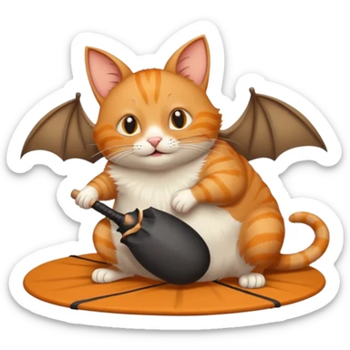 a cat with a bat hitting a fat rat under a mat sticker