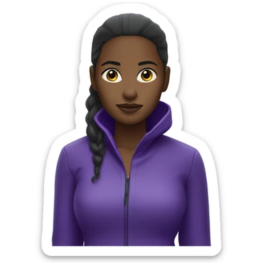Dark skin black woman with ponytail wearing purple raincoat in the pouring rain sticker