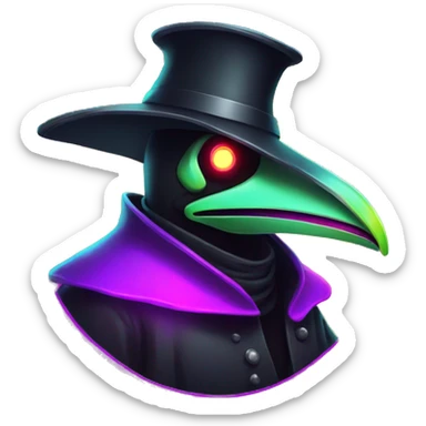 plague doctor with neon highlights sticker