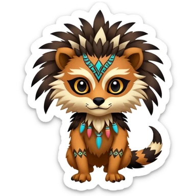a colorful dark edgy cute vernid-fionbri-creature with tribal markings full body sticker