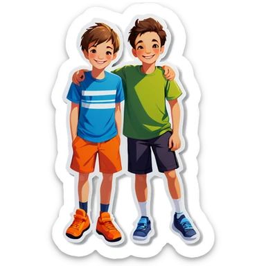 boys smiling outdoors together sticker