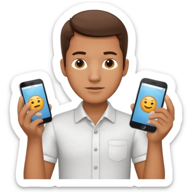 A male customer who has a product service request wants information on one of two products. I want to see the two products. No headset or computers. sticker