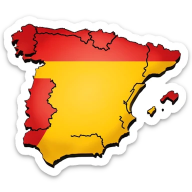 simple map of Spain (the country) in red and yellow emoji sticker