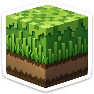 um bloco de grama do minecraft sticker