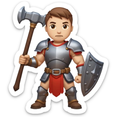 An emoji representing the "ironman challenge" for an Albion Online mmorpg character who crafts everything themselves the hard way, and does not buy or sell items in-game. Think of ironman marathons as a guiding principle. sticker