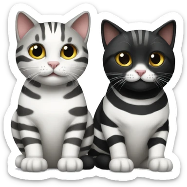 Two cats, one striped, the other black and white sticker
