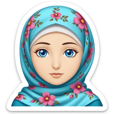 Turkish beautiful finish Konya girl blue eyes with hijab and floral dress sticker
