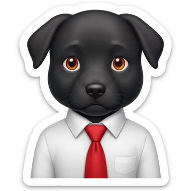 black dog with red tie,white shirt sticker