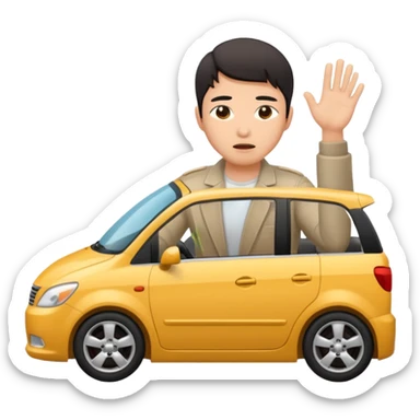 Asian driver crashing car sticker