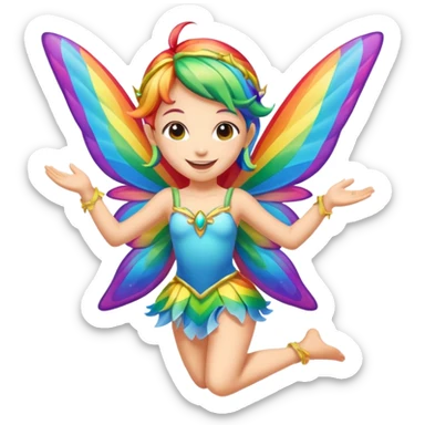 gay pride rainbow fairy flying in the air sticker