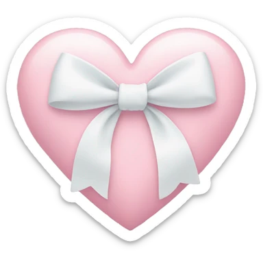 Pastel pink heart with white bow sticker