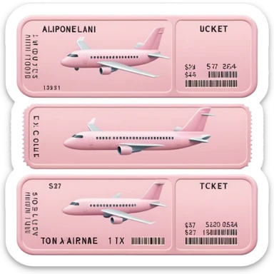 Pale pink airplane tickets sticker