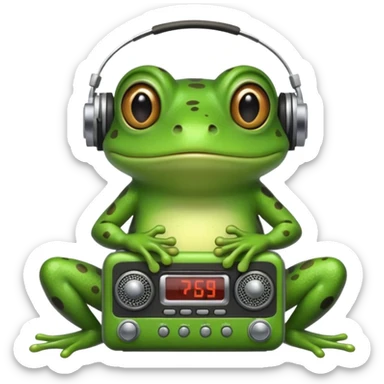 Frog using a radio sticker