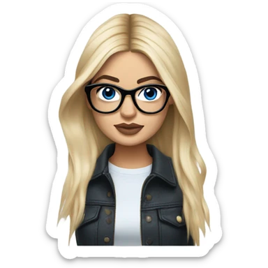 Hyper real blonde kylie jenner with blue eyes and glasses  sticker