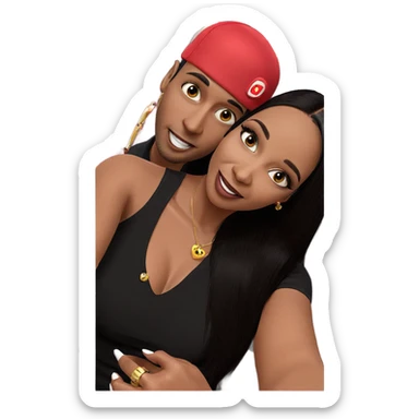 playful couple with accessories sticker
