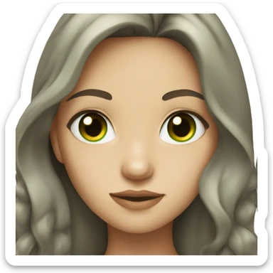 girl with dark brown hair and green eyes sticker