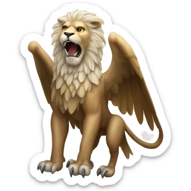 a legendary creature with the body, tail, and back legs of a lion, the head and wings of an eagle, and talons on the front legs sticker