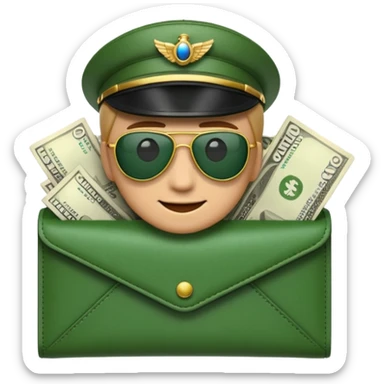 Aviator money emoji, wallet full of cash, casino vibe, premium 3D emoji style, clean, no background
 sticker