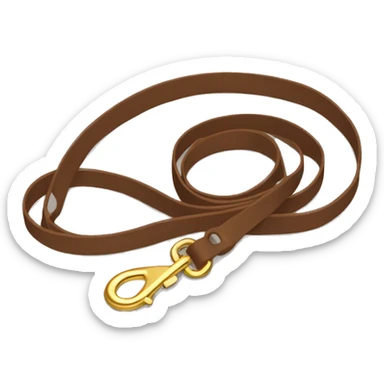 Brown dog leash with golden carabiner sticker