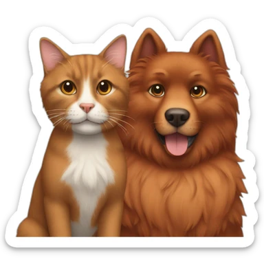 Brown furry dog and a red cat sticker