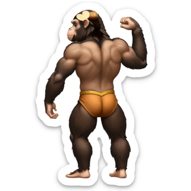 Standing chimpanzee from the back sticker