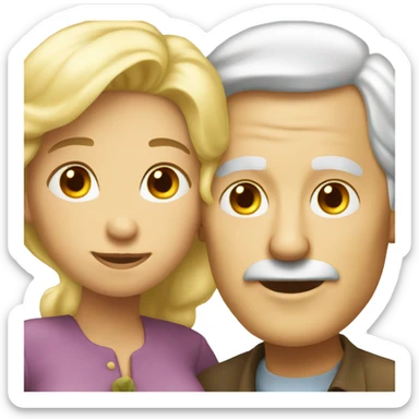 An old man and blonde woman love sticker