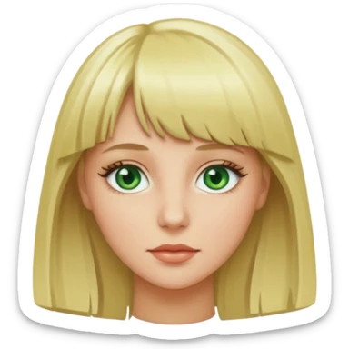 Blonde megan fox with green eyes and bangs sticker